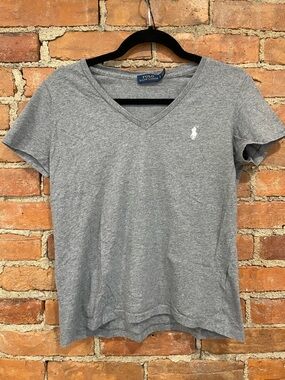 Polo by Ralph Lauren Women's Heather Gray V-Neck Tee